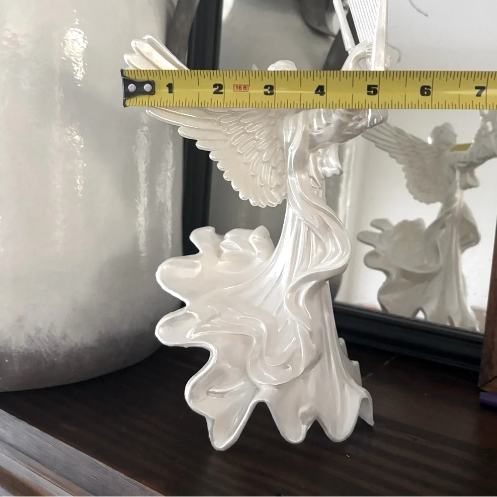 Vintage Angel Christmas Tree Topper. Sculpted | Holiday | 9” White | Resin | EUC